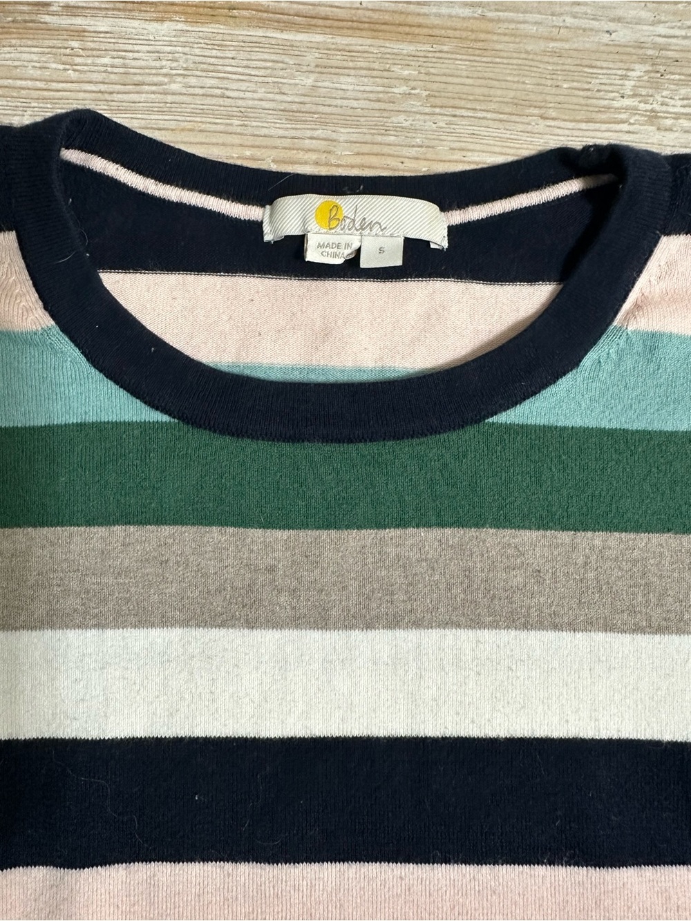 BODEN COTTON STRIPED KNITTED LEAF MULTI SWEATER TOP SZ S - Picture 8 of 11